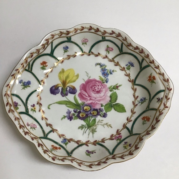 Heirloom by Toyo Floral Bowl Gold Trim Garden Bouquet Scalloped Leaves Vintage - Picture 8 of 12